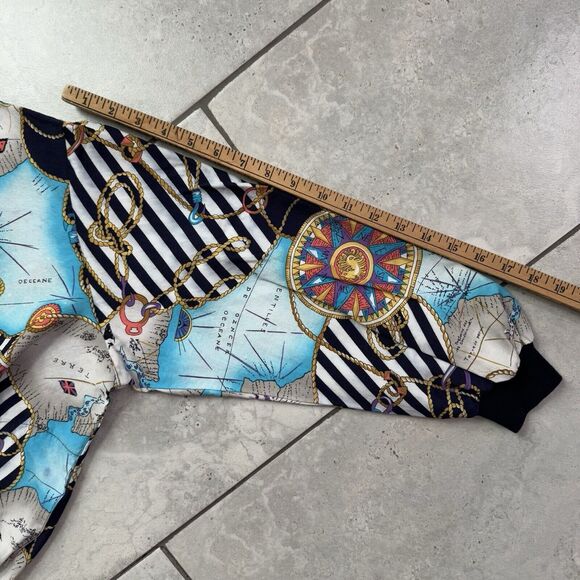 Vintage 90s JKLA Womens M Lightweight Colorful Baroque Map Zip Bomber Jacket - Picture 6 of 8